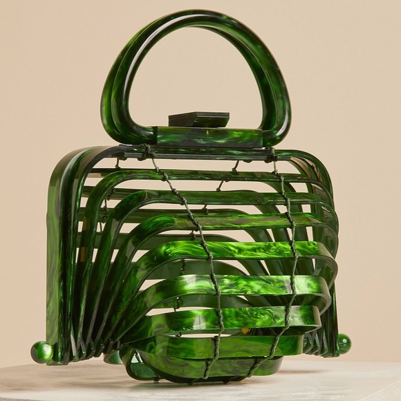 Cult Gaia Acrylic Lilleth Handbag Malachite Green - Picture 2 of 6